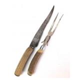 Antler-Handled Carving Knife and Fork Set