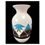 Sioux Pottery Red Feather Native American Vase