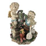 Cherub and Swan Musical Snow Globe Figurine