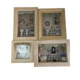 Set of 4 Framed Miniature Bathroom Dioramas