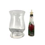 Hand-Painted Glass Cruet and Hurricane Vase