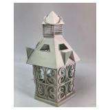White Painted Metal and Glass Lantern, 9'
