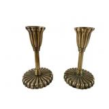 Pr. Vintage Brass Scalloped Candle Holders