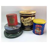 Vintage Charles Pretzels and Assorted Tins, Group