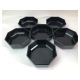 Set of 6 Black Octagonal Glass Bowls