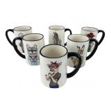 Signature Housewares Hipster Animal Stoneware Mugs