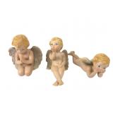 Set of 3 Bisque Porcelain Cherub Angel Figurines