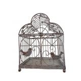 Distressed Metal Decorative Birdcage with Birds