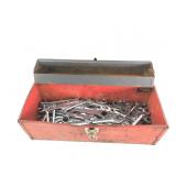 Kennedy Red Metal Toolbox with Assorted Wrenches