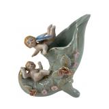 Vintage Japanese Hand-Painted Porcelain Cherub Hor