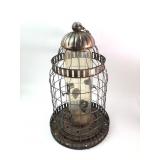 Vintage Metal and Glass Bird Cage Style Bird Feede