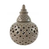 TJ Maxx Taupe Pierced Ceramic Ginger Jar