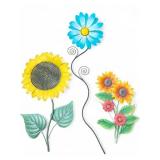 Painted Metal Yard Art Flowers On Metal Stakes