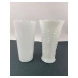Fenton Style Milk Glass Vases, pr.