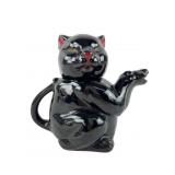 Vintage Black Cat Ceramic Teapot