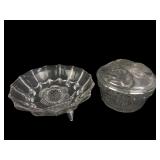 Pressed Glass Rose Bowl and Lotus Trinket Box