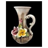 Capodimonte Style Italian Ceramic Floral Pitcher