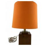 MCM Style Wood Grain Cube Table Lamp