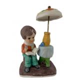 Vintage Porcelain Boy with Book & Umbrella