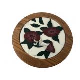 PRK Signed Hummingbird and Floral Wood Intarsia