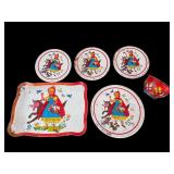 Vintage Little Red Riding Hood Litho Tin Tea Set