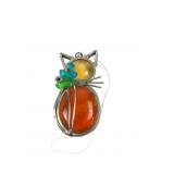 Art Glass and Metal Cat Figurine Ornament