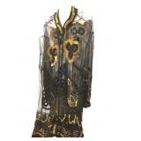 Gunit Black Rayon Mesh Embroidered Caftan