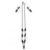 Vintage Rhinestone and Black Marquise Jewelry Set