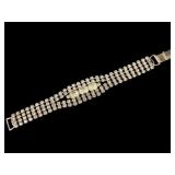 Vintage Silver Tone Four-Strand Rhinestone Bracele