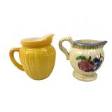 Hand-Painted Ceramic and Yellow Slag Glass Creamer