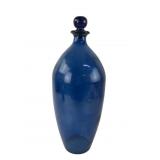 Cobalt Blue Hand-Blown Glass Decanter with Stopper