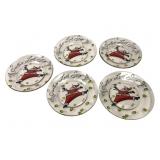Set of 5 Santa's Last Stop Glass Appetizer Plates