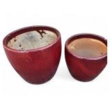 Pair of Oxblood Glazed Ceramic Planters