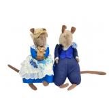 Pair of Clothed Felt Mouse Figures