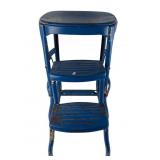 Vintage Blue Painted Metal Step Stool