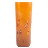 Millefiori Style Orange Crackle Art Glass Vase