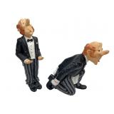 Pair of Whimsical Butler and Waiter Resin Figures
