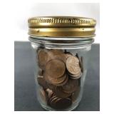 Lot of Pre-1982 Canadian One Cent Pennies in Jar