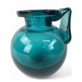 Blenko Style Teal Art Glass Pitcher