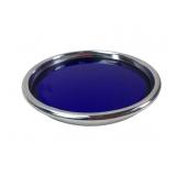 Cobalt Blue Glass and Chrome Coaster, 6' Dia.