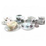 Assorted Porcelain and Bone China Teacups and Sauc