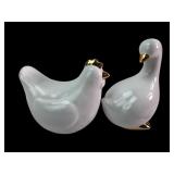 Pair of White Porcelain Bird Figurines with Gold