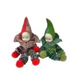 Pair of Vintage Handmade Fabric Yo-Yo Clown Dolls