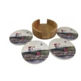 Wegner Lighthouse Motif Stone Coaster Set