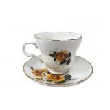 Crown Trent Fine Bone China Yellow Rose Teacup Set
