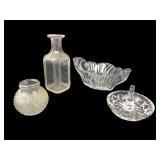 Collection of 4 Pressed Glass Vanity Items