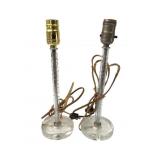 Pr. Cut Glass and Chrome Table Lamps
