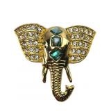 VTG Gold Tone Elephant Brooch with Rhinestones