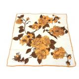 Vintage Floral Print Silk Scarf