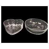 Pressed Glass Heart Dish and Bubbled Glass Bowl